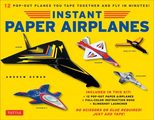 Instant Paper Airplanes Kit: 12 Pop-Out Airplanes You Tape Together and Fly in Minutes! [12 Precut Pop-Out Airplanes; Slingshot Launcher, Tape & Fu