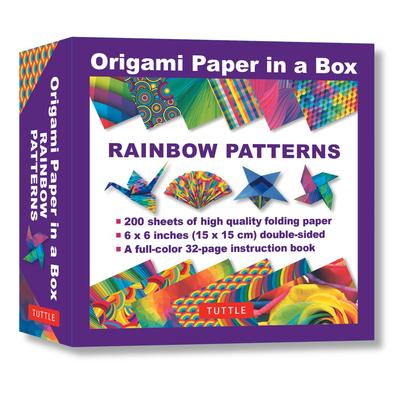 Origami Paper in a Box - Rainbow Patterns: 200 Sheets of Tuttle Origami Paper: 6x6 Inch Origami Paper Printed with 12 Different Patterns: 32-Page Inst