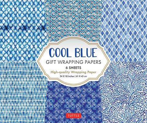 Cool Blue Gift Wrapping Papers - 6 Sheets: 24 X 18 Inch (61 X 45 CM) Wrapping Paper