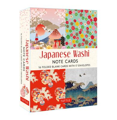 Japanese Washi, 16 Note Cards: 16 Different Blank Cards with 17 Patterned Envelopes in a Keepsake Box!