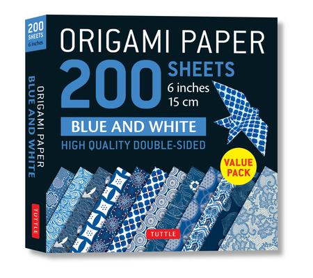 Origami Paper 200 Sheets Blue and White Patterns 6 (15 CM): Double Sided Origami Sheets Printed with 12 Different Designs (Instructions for 6 Projects