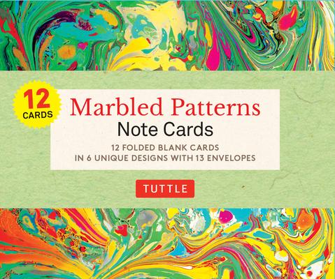 Marbled Patterns Note Cards - 12 Cards: In 6 Designs with 13 Envelopes (Card Sized 4 1/2 X 3 3/4)