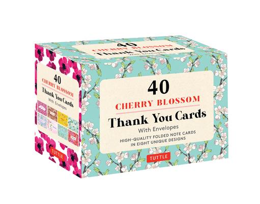 Cherry Blossoms, 40 Thank You Cards with Envelopes: (4 1/2 X 3 Inch Blank Cards in 8 Unique Designs)