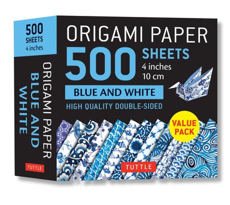 Origami Paper 500 Sheets Blue and White 4 (10 CM): Double-Sided Origami Sheets Printed with 12 Different Designs