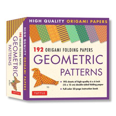 Origami Folding Papers - Geometric Patterns - 192 Sheets: 10 Different Patterns of 6 Inch (15 CM) Double-Sided Origami Paper (Includes Instructions fo