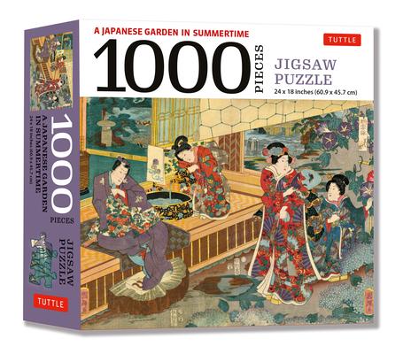 A Japanese Garden in Summertime - 1000 Piece Jigsaw Puzzle: A Scene from the Tale of Genji, Woodblock Print (Finished Size 24 in X 18 In)