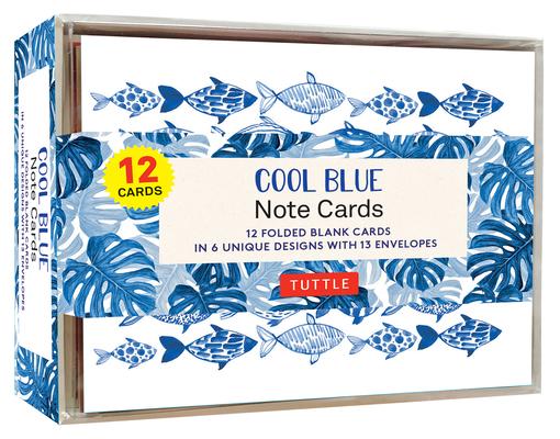 Cool Blue Note Cards - 12 Cards: In 6 Designs with 13 Envelopes (Card Sized 4 1/2 X 3 3/4 Inch)