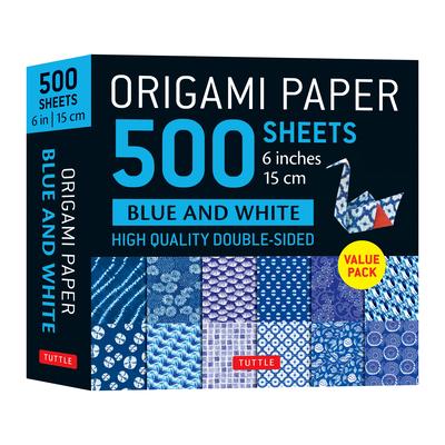 Origami Paper 500 Sheets Blue & White 6 (15 CM): Tuttle Origami Paper: Double-Sided Origami Sheets Printed with 12 Different Patterns (Instructions fo