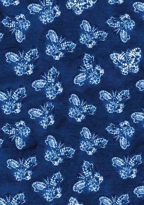 Shibori Indigo Butterflies Dotted Paperback Journal: Blank Notebook with Pocket