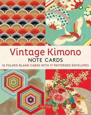 Vintage Kimono, 16 Note Cards: 8 Illustrations from 1900's Vintage Japanese Kimono Fabrics (Blank Cards with Envelopes in a Keepsake Box)