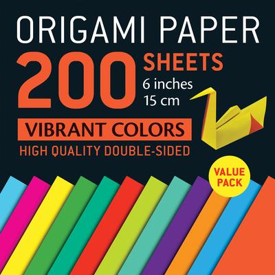 Origami Paper 200 Sheets Vibrant Colors 6 (15 CM): Double-Sided Origami Sheets Printed with 12 Different Patterns (Instructions for 5 Projects Include