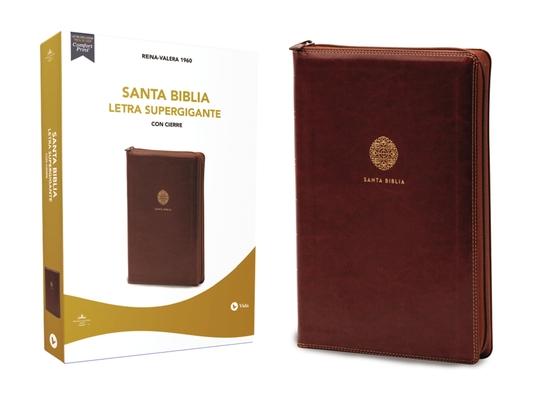 Rvr60, Santa Biblia, Letra Supergigante, Leathersoft, Caf, Con Cierre, Comfort Print