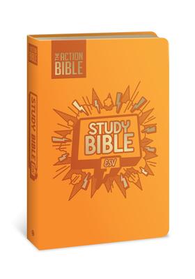 The Action Bible Study Bible Esv, Leathersoft, Orange, Full Color Subscription
