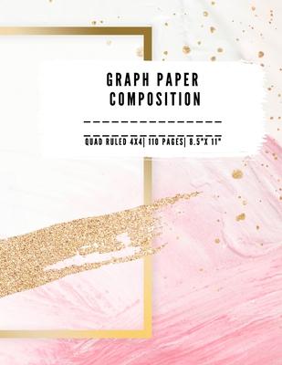 Graph Paper Composition: QUAD RULLED 4X4, Grid paper notebook 110 PAGES Large 8.5" X 11" Large size graph paper composition perfect for either