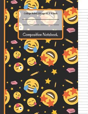 Composition Notebook: Cool Emoji's With Pencils, Stars and Erasers: College Ruled Notebook for Writing Notes... for Girls, Kids, School, Stu