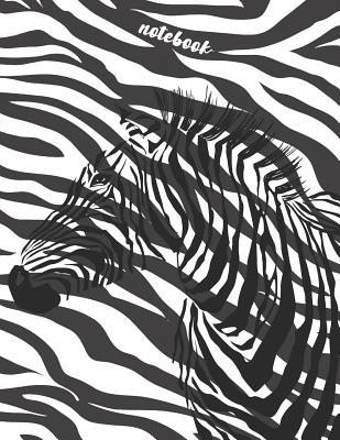 Notebook: Collage Ruled Composition Notebook, Zebra With Black And White Strips Background