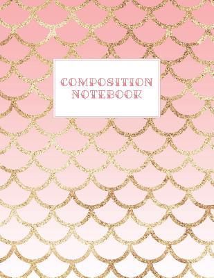 Composition Notebook: Wide-Ruled Coral Mermaid Style Fish Scale Design