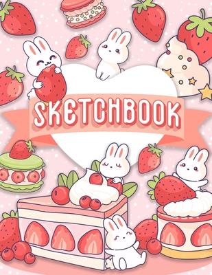 Sketchbook: 120 Blank Pages w/ mini Kawaii character (Sketchbook for Kids)