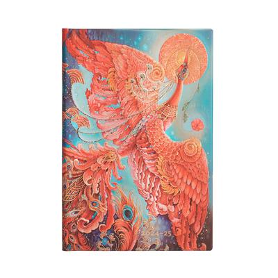 Paperblanks 2024-2025 Weekly Planner Firebird Birds of Happiness 18-Month Mini Horizontal Elastic Band 208 Pg 80 GSM