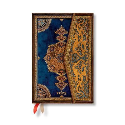 Paperblanks 2025 Weekly Planner Safavid Indigo Safavid Binding Art 12-Month Mini Horizontal Wrap 160 Pg 100 GSM