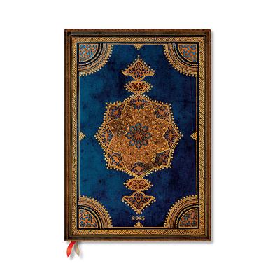 Paperblanks 2025 Weekly Planner Safavid Indigo Safavid Binding Art 12-Month Grande Vertical Elastic Band 160 Pg 100 GSM