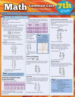 Math Common Core 7th Grade: Quickstudy Laminated Reference Guide Subscription