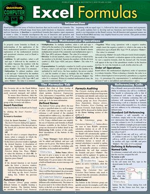 Excel Formulas: Quickstudy Laminated Study Guide (Quickstudy Computer) Subscription