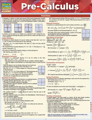 Pre-Calculus: A Quickstudy Reference Guide