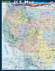 U.S. Map: States & Cities Guide: Quickstudy Laminated Reference Guide