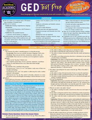 GED Test Prep - Reasoning Through Language Arts: A Quickstudy Laminated Reference Guide