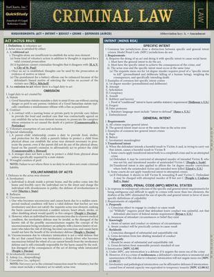 Criminal Law: A Quickstudy Laminated Reference Guide