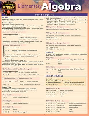 Elementary Algebra: A Quickstudy Laminated Reference Guide