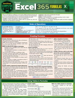 Microsoft Excel 365 Formulas: A Quickstudy Laminated Reference Guide