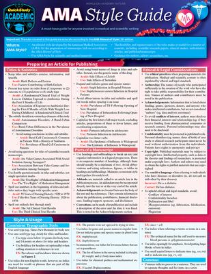 AMA Style Guide for Science & Medical Writing: Quickstudy Laminated Reference Guide