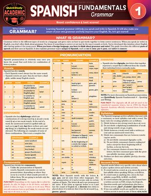 Spanish Fundamentals 1 - Grammar: A Quickstudy Laminated Reference Guide