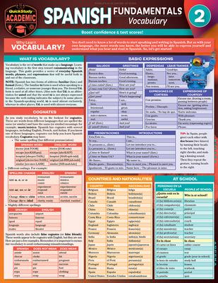 Spanish Fundamentals 2 - Vocabulary: A Quickstudy Laminated Reference Guide