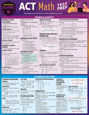 ACT Math Test Prep: A Quickstudy Laminated Reference Guide