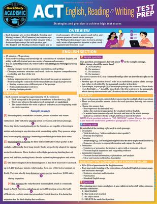 ACT English, Reading & Writing Test Prep: A Quickstudy Laminated Reference Guide