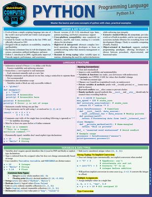 Python Programming Language: A Quickstudy Laminated Reference Guide Subscription