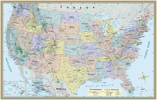 U.S. Map Poster (32 X 50 Inches) - Laminated: A Quickstudy Reference Tool Subscription