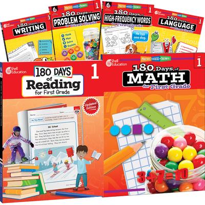 180 Days(tm) Reading, High-Frequency Words, Math, Problem Solving, Writing, & Language for Grade 1: 6-Book Set: Practice, Assess, Diagnose