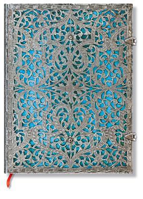 Paperblanks Maya Blue Silver Filigree Collection Hardcover Ultra Lined Clasp Closure 240 Pg 120 GSM