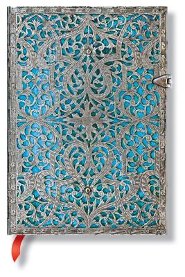 Paperblanks Maya Blue Silver Filigree Collection Hardcover MIDI Lined Clasp Closure 240 Pg 120 GSM