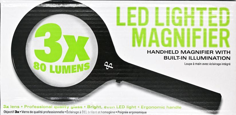 Handheld Led Lighted Magnifier (3x Magnification with Bright, Even Light!)