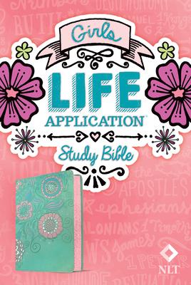 NLT Girls Life Application Study Bible (Leatherlike, Teal/Pink Flowers)