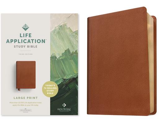 NLT Life Application Study Bible, Third Edition, Large Print (Red Letter, Genuine Leather, Brown) Subscription
