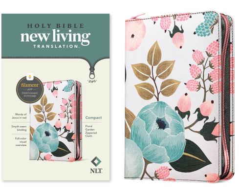 NLT Compact Zipper Bible, Filament Enabled (Cloth, Floral Garden, Red Letter) Subscription