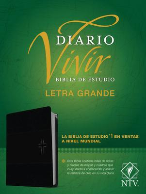 Biblia de Estudio del Diario Vivir Ntv, Letra Grande (Sentipiel, Negro/nice, Letra Roja)