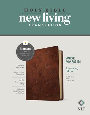 NLT Wide Margin Bible, Filament Enabled (Leatherlike, Dark Brown Palm, Red Letter)