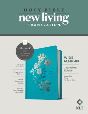 NLT Wide Margin Bible, Filament Enabled (Hardcover Cloth, Ocean Blue Floral, Red Letter) Subscription